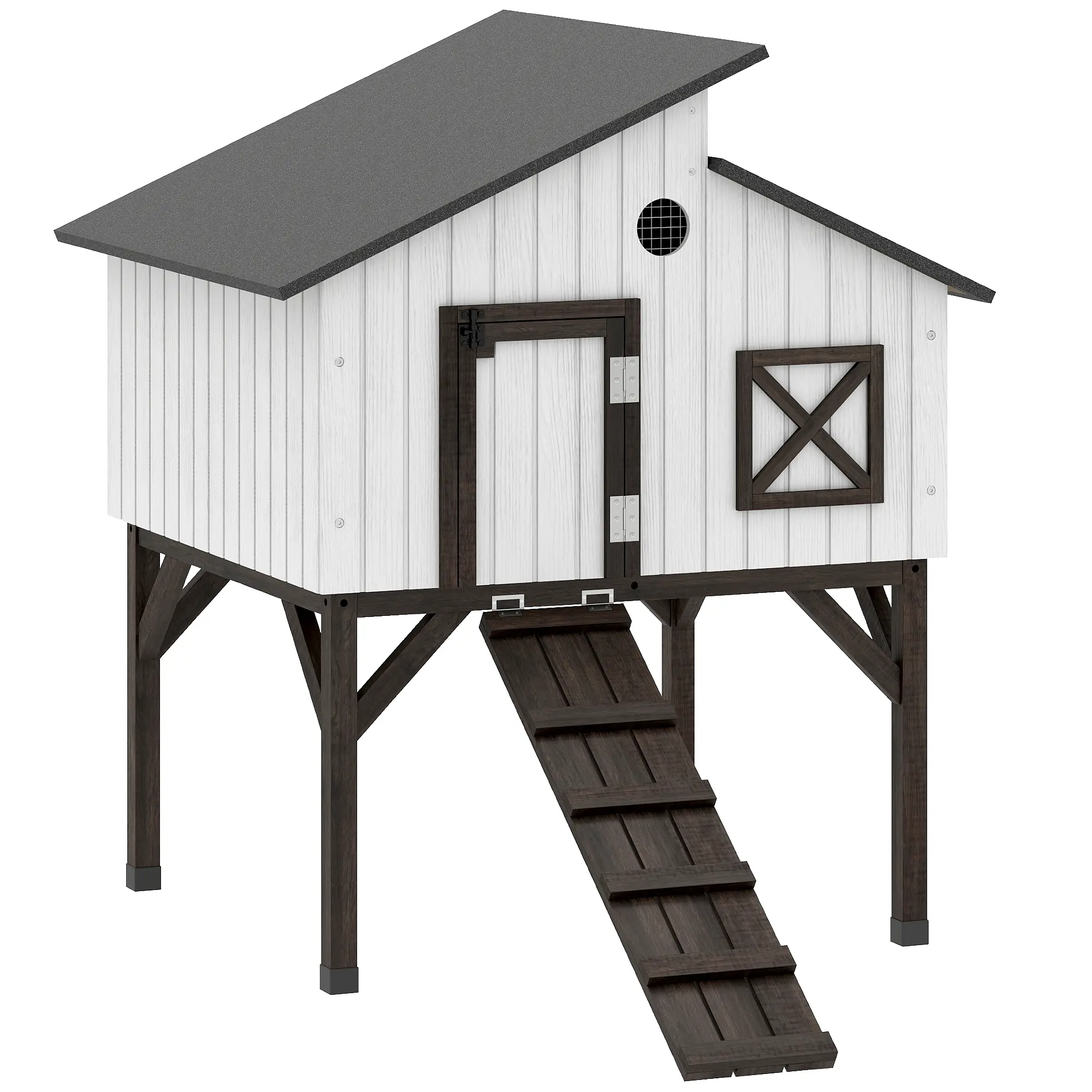 Elevated Chicken Coop – 19.3" Legs, Openable Roof, Nesting Box & Ramp. Thick Fir Wood, Waterproof Felt Roof, Ventilated Windows