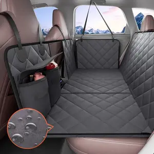 Back Seat Extender for Dogs,Dog Hammock for Car Back seat,Waterproof Hard Bottom Dog Car Seat Cover for Back Seat 54"x24",Supports 400lbs with Mesh Window and Storage Pocket for Car, SUV