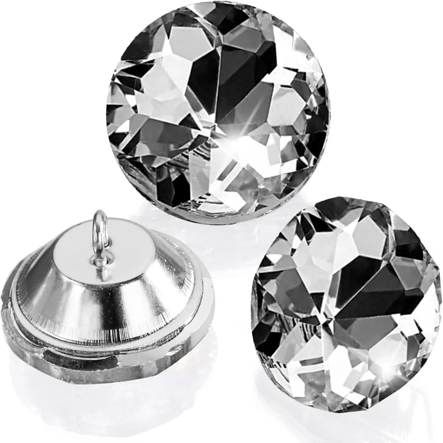 150 count Rhinestone Crystal Round Buttons, 25MM Clear Glass Button with Metal Loop, Upholstery Buttons for Tufting, Headboard, Sofa Sewing, Crafts, DIY, Decor
