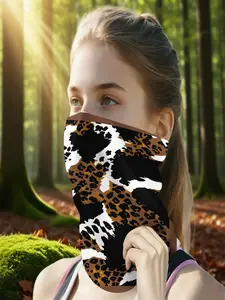 Scarf for hair, head, neck, and purse, Women's Leopard Print Scarves with Cow Spot Accents, Stylish Bandana for Summer Beach, Festival Vibes & Daily Fashion, Elevate Your Look with Wild Elegance, Perfect Accessory for Outings, Parties & Chic Street Style