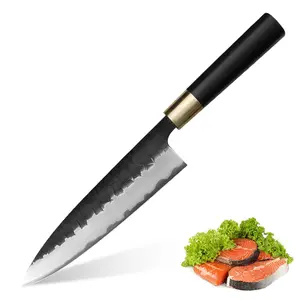 Gyuto Japanese All-Purpose Knife, For Home & Pro Kitchens, Hand-Forged VG10 Blade, Flat Grind Precision, Ebony or Olive Wood Handle – Home Chef & Collector Gift for Cooking Enthusiasts | Kajiya Asakusa 9 Inch