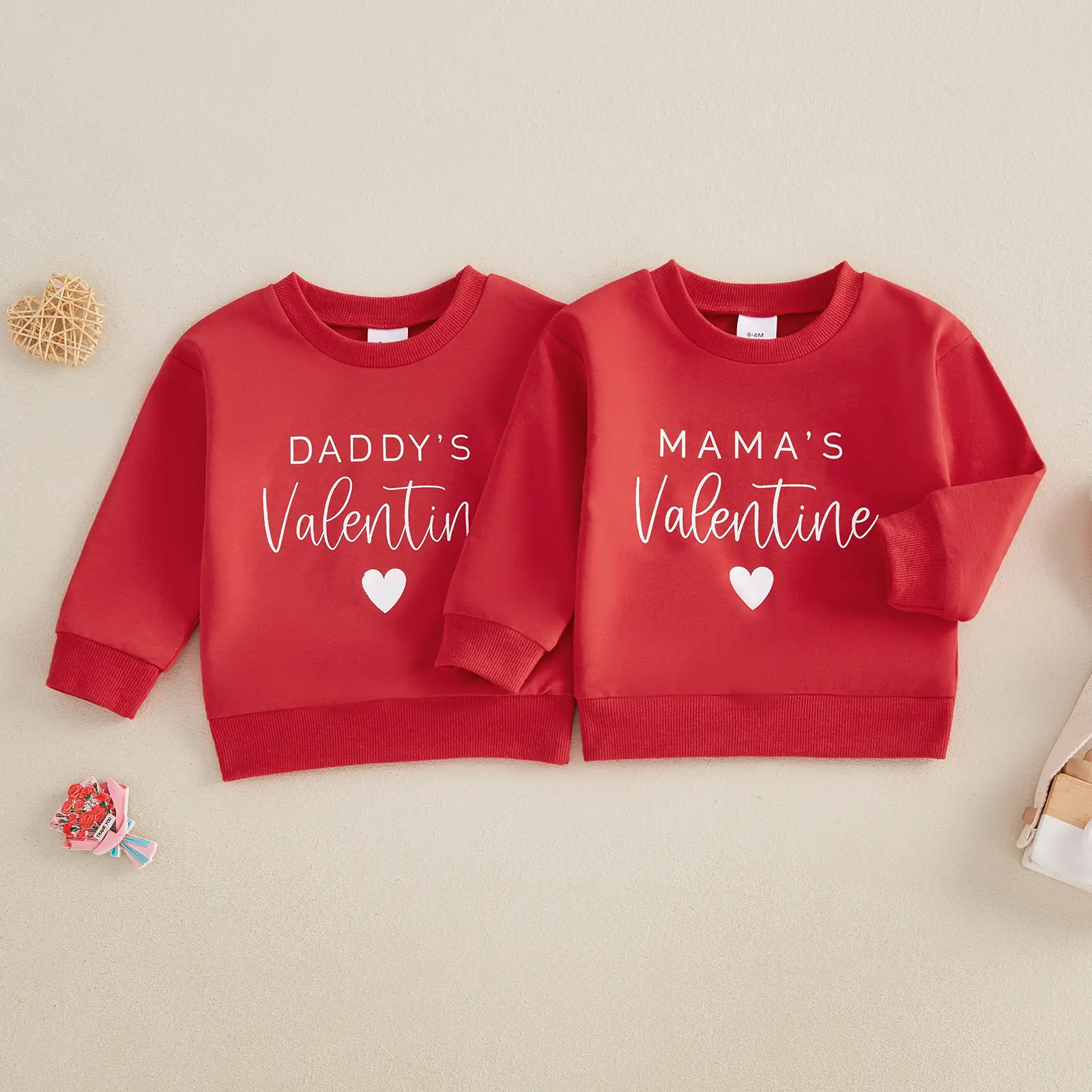 Toddler Baby Girl Boy Valentines Day Outfit Daddys/Mamas Valentine Sweatshirt Oversized Shirt Spring Clothes 6 12 18 24 Months 3T