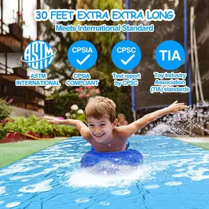 Slip Water Slide, 30FT Extra Long Heavy Duty Slip Lawn Water Slide for Kids Adults with 2 Bodyboards, Slip Water Slides for Kids Backyard Garden Summer Outdoor Water Toys Party Play