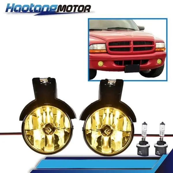CROSSDESIGN 100% Brand New 1 Pair Front Left/Right Bumper Fog Lights, 55077266aa Plug-and-Play Brightening Lamps, Visibility Boost Custom Car Accessories for 1997-00 Dodge DAKOTA, 98-00 Dodge DURANGO Truck Mods, Adverse Weather