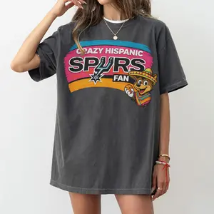 Crazy Hispanic Spurs Fan T-Shirt | Basketball Team Pride, Retro Graphic
