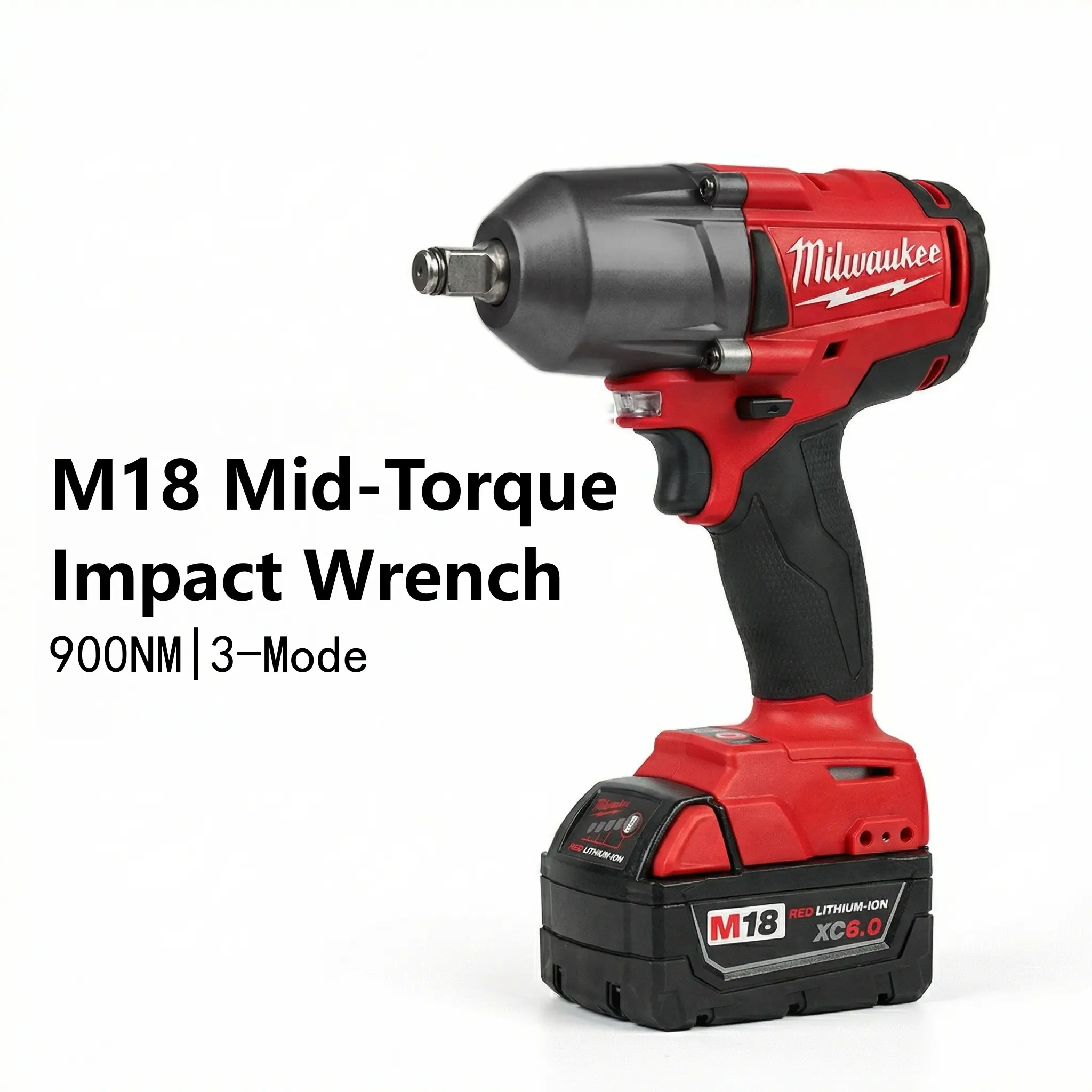 Milwaukee M18 FMTIWF12 Mid-Torque 1/2-Inch Impact Wrench Kit - 18V Lithium-Ion Batteries, Rapid Charger, 900Nm Fastening, 2400 RPM, 152mm Compact Design, 3-Mode Drive Control for Mechanics, Automotive Repair