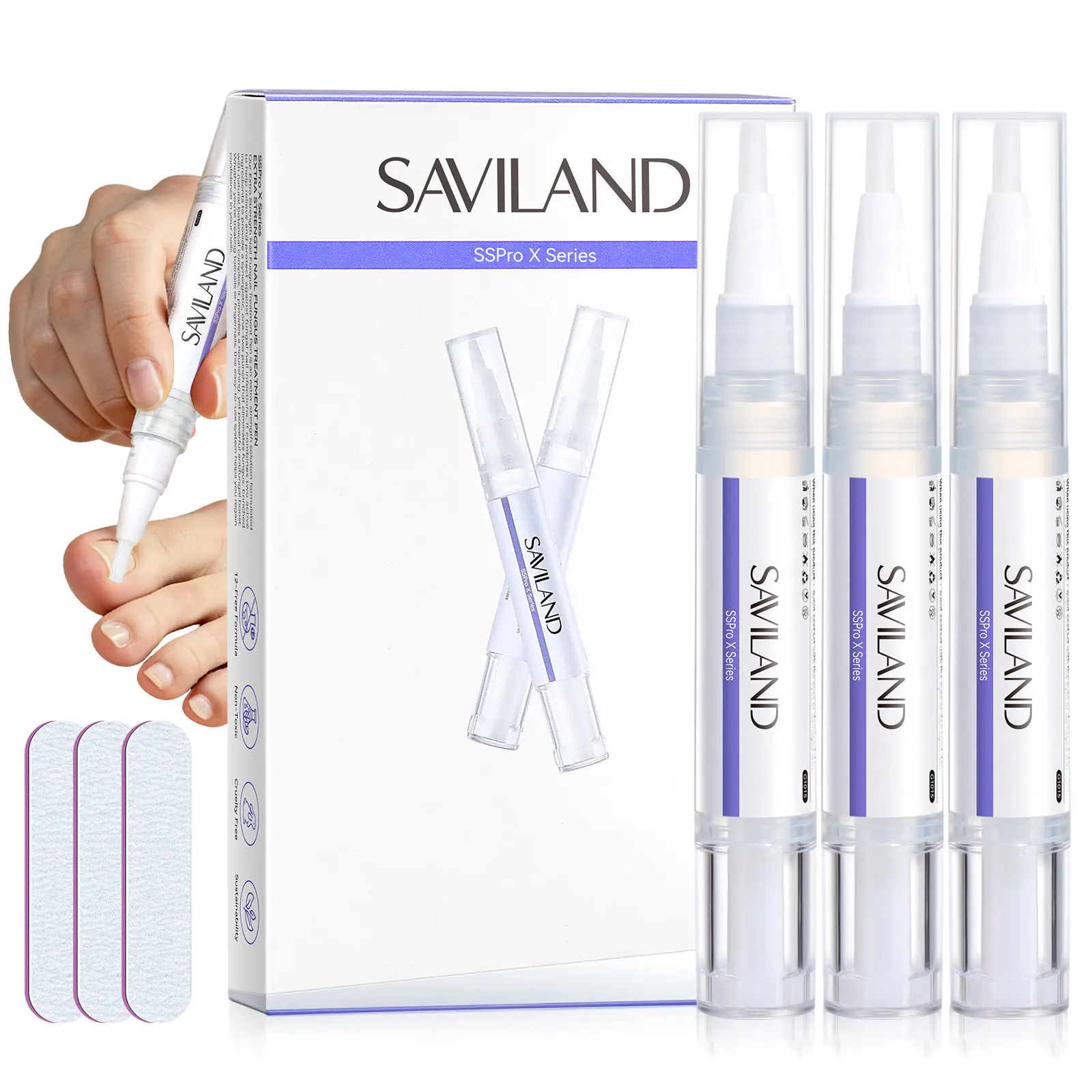 SAVILAND Extra Strength Toenail Fungus Pen: 25% Undecylenic Acid & 1% Tolnaftate Nail Treatment, 2X Intensive Repair for Damaged, Yellow, Thick & Discolored Toenails, Nail Softening Care Solution