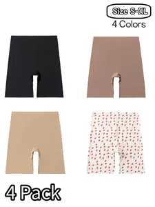 Women's High Waist Seamless Underwear Set, Breathable & Comfortable Design, Ideal for Daily Wear, All-Season Suitable, Pack of 4