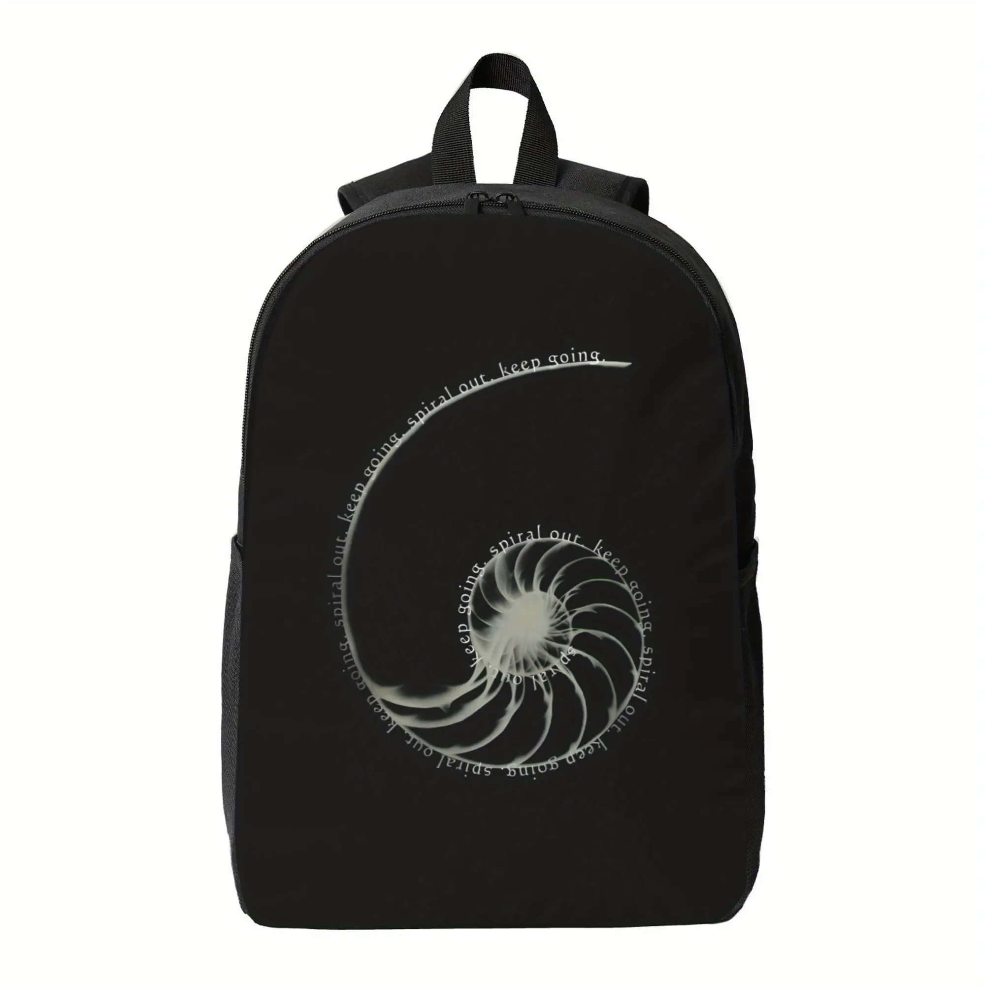 Spiral Graphic Backpack - Minimalist Black &, Zipper Closure School Bag, Sturdy Construction for College, Office, Everyday Use - Student Bookbag for Teens & Professionals, Backpack for School, Secure Travel Pouch, Artistic Spiral Design, Handwashable Fabr