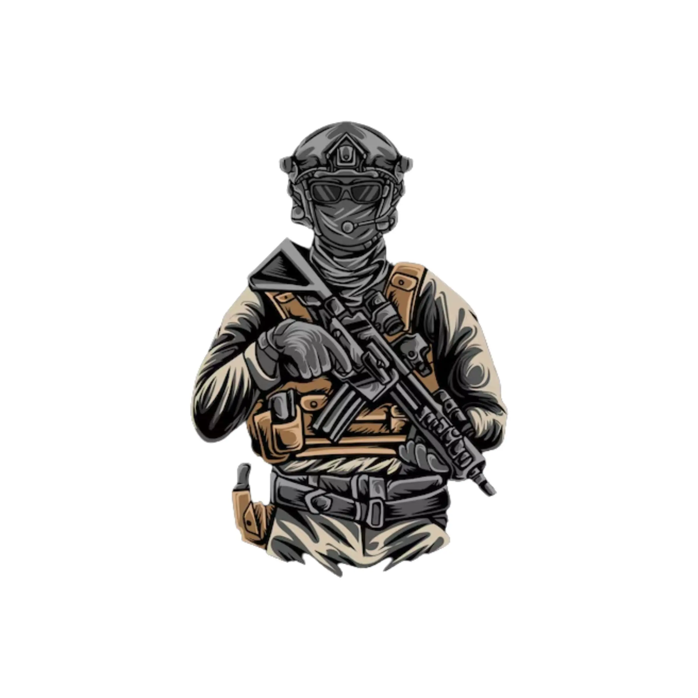 Special Forces Operator Sticker – Tactical Soldier with Rifle, Modern Combat Gear Vinyl Decal