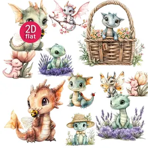 Cute Cartoon Dragon Baby Stickers 2D Flat Design Journal Decorative Stickers 20pcs Cute Animal Patterns 4-7cm Size Cute Style Stickers