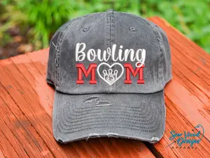 Bowling Mom Hat | DISTRESSED Baseball Cap OR Ponytail Hat | Bowling Hat | Bowling Mom Gift | Bowling Team | Bowling Pins