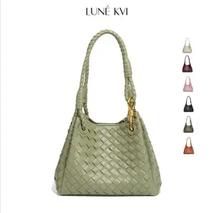 LUNÉ KVI Hand woven Small Parachute Bag for Women New Style Metal Buckle Handbag/Shoulder Bag with Adjustable Crossbody Strap for Versatile Styling Minimalist Chic Tote Bag Urban Simplicity