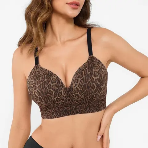 Popilush Women's Wireless Seamless Push-Up V-Neck Underwire Unlined Bra - Daily Wear Bra, Stretchy Comfy, Wireless, Seamless Wire-Free Option, Stretchy Comfy Everyday Bras