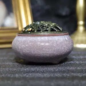 Ceramic Incense Burner  Crack Ceramic pattern, 1 count ceramic incense holder,creative home decoration,home fragrance accessories (without incense)