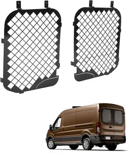 Rear Window Glass Grille Compatible with 2015-2025 Ford Transit-150/250/350 Rear Door Windows Grate Cages Steel Powder Coated Black