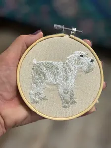 White Miniature Schnauzer Dog Machine Embroidered and Framed! Unique Canine Charm Tabletop Decor for Home or Office! Other Designs and Breeds Available! Desktop Decoration Signs