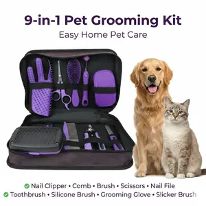 9-in-1 Pet Grooming Kit for Dogs & Cats – Nail Clipper, Brush, Comb & Cleaning Tools Set