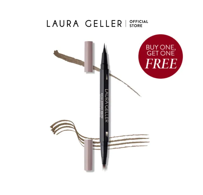 Laura Geller BOGO Deal - Dual-Ended Brow Sculpting Marker Dark Brown Eyebrow Shaper Set Cosmetic Eyebrow Pencil Thickener for Fuller Brows