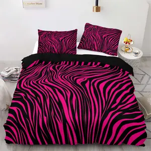 3-Piece Bedding Set Including Duvet Cover & Pillowcases, Vibrant Hot Zebra Print Design, Modern Abstract Theme, Perfect for Bedroom Decor