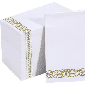 200 Pack 3-ply Premium Disposable Paper Napkins Guest Towels, Soft Absorbent Gold Dinner Napkins Ideal for Kitchen, Wedding, Parties, Dinners and Events