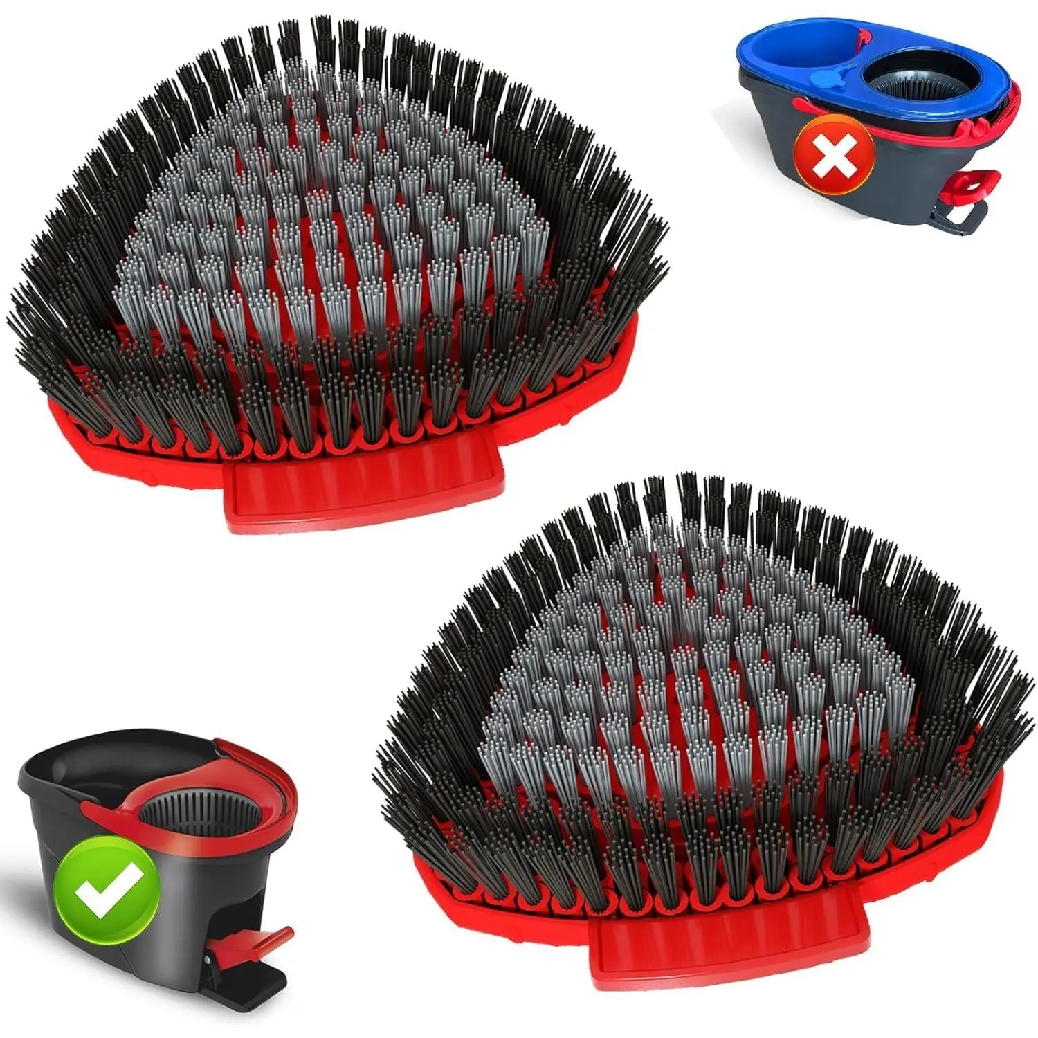 2 Pack  Mop Replace  Compatible with O Cedar EasyWring 1 Tank,Spin Replacements Heads,Scrub Brush Attachment for Bathroom,Kitchen and Various of Hard Floors