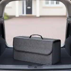 Felt Car Trunk Storage Box, Portable Foldable Car Trunk Organizer, Car Interior Storage Container with Handle, Universal Car Accessories