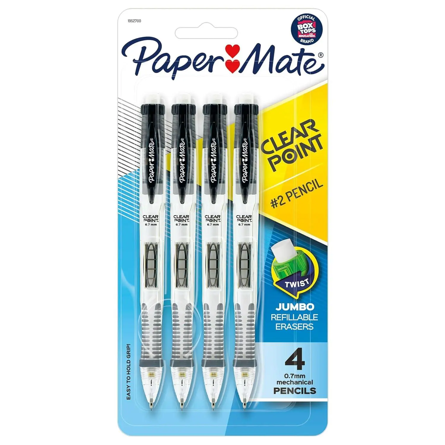 Paper Mate Clearpoint Mechanical Pencils, 0.7mm HB #2 Lead, Black Barrels, 4 Count - School Supplies, Note Taking