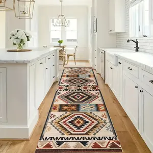 1pc Bohemian Ethnic Style Long Runner Rug, Track Runner Carpet, Machine Washable, Suitable for Hallway, Bedroom, Entrance, Laundry Room, Porch, Kitchen And Bathroom, Leisure Area, Multifunctional Home Decor Carpet