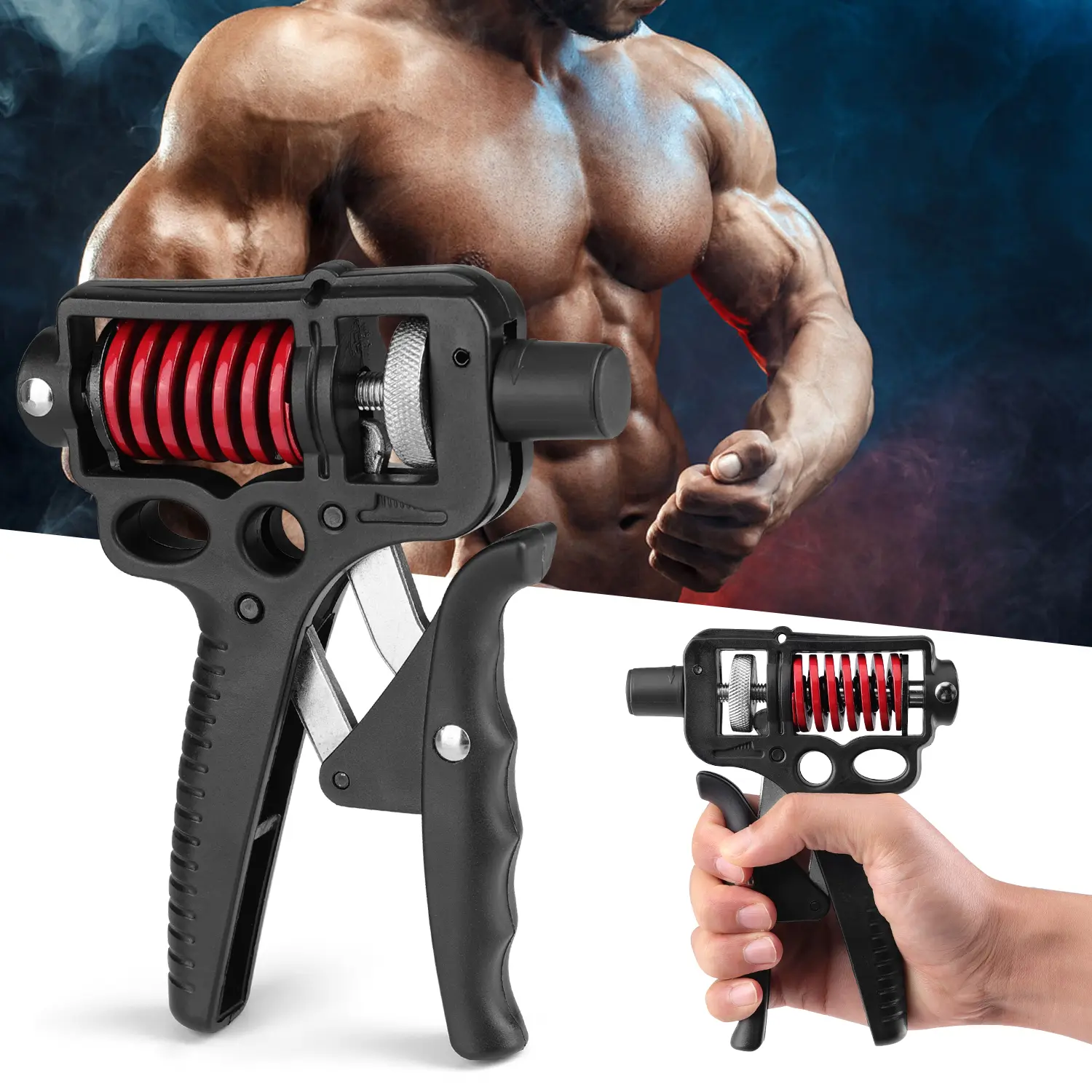 Hand Grip Strength Power Trainer Gripper Strengthener Adjustable 11-360 lbs Gym Exerciser Hand Grip Strength Power Trainer Gripper Strengthener Adjustable 11-360 lbs Gym Exerciser