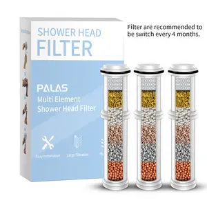 PALAS Multi Element Shower Head Filter 3 Packs for Chlorine Removal Easy Installation Large Filtration Soften Hard Waters Replacement Filters