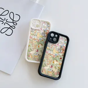A Fantasy Anime Forest Small Animal Flowers and Plants Pattern Frosted Phone Case, Suitable for iPhone 17 Air/16 plus/15 Pro Max/14 Pro/13/12/11/Xs Max/X Phone Case, best Choice for Holiday Gifts to Family Friends Lover Boyfriend Girlfriend Gift Ty758
