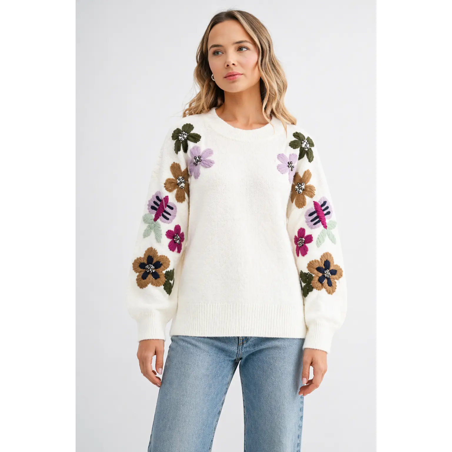 Scout Knitted Crochet Flower Sweater