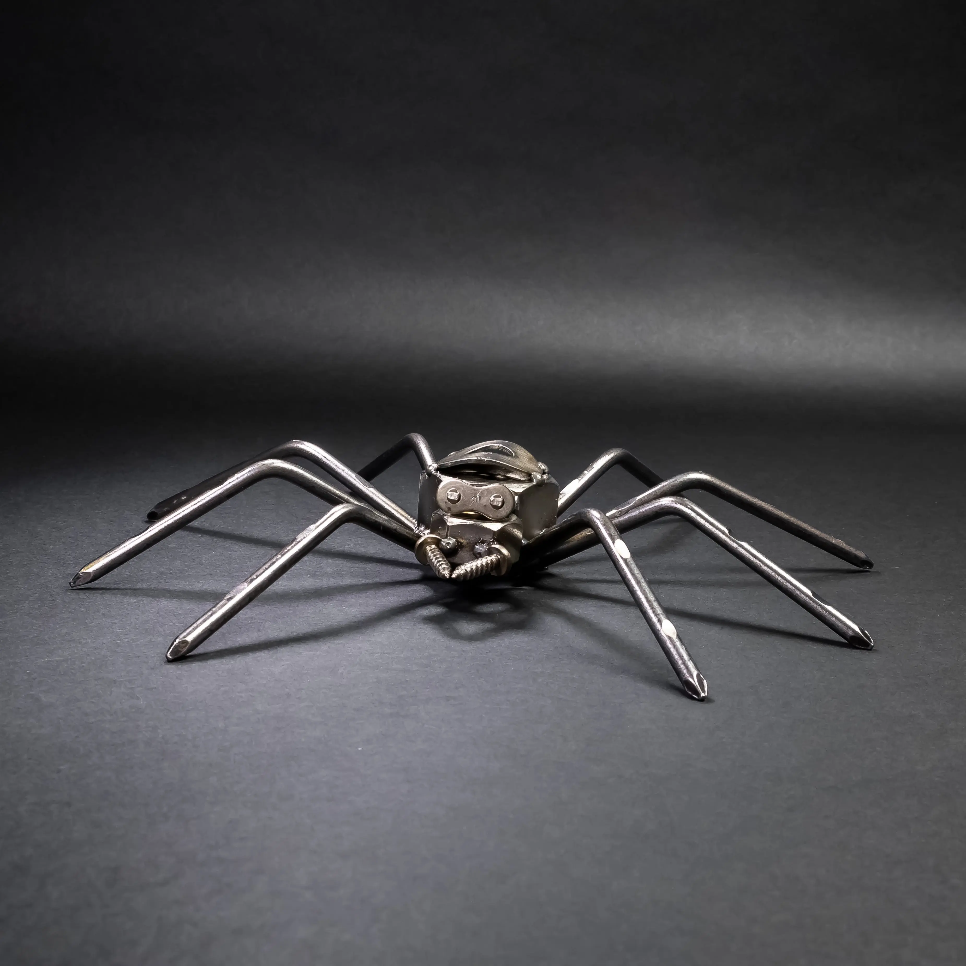 Metal Welded Spider Figurine, Steel Spider, Metal Arachnid Tarantula Sculpture