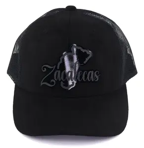 ALL Black Mexico States Suede/Mesh Trucker Hat "Estados de Mexico en Gorras de Gamuza en Negro"