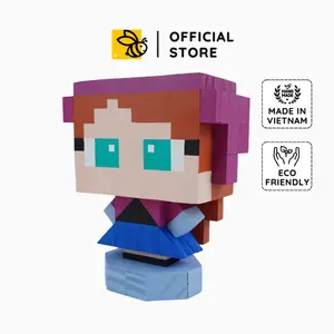 Princess Wooden Model, Unique Princess Pixel Block, DIY Minecraft decor, DIY Coloring Kit, Gift for him, Gift for her