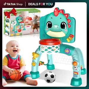 Sports Gym Toy Gift for Toddlers 1-3: Motor Skills Development Energy Release by Mini Basketball & Soccer Indoor Outdoor Playset with Music & Light Christmas Birthday Party Gift for Boy Girl