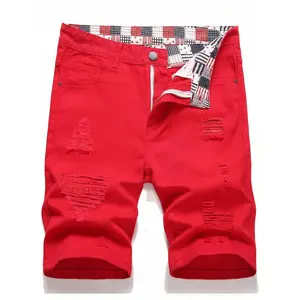 Men Ripped Frayed Denim Shorts Jorts