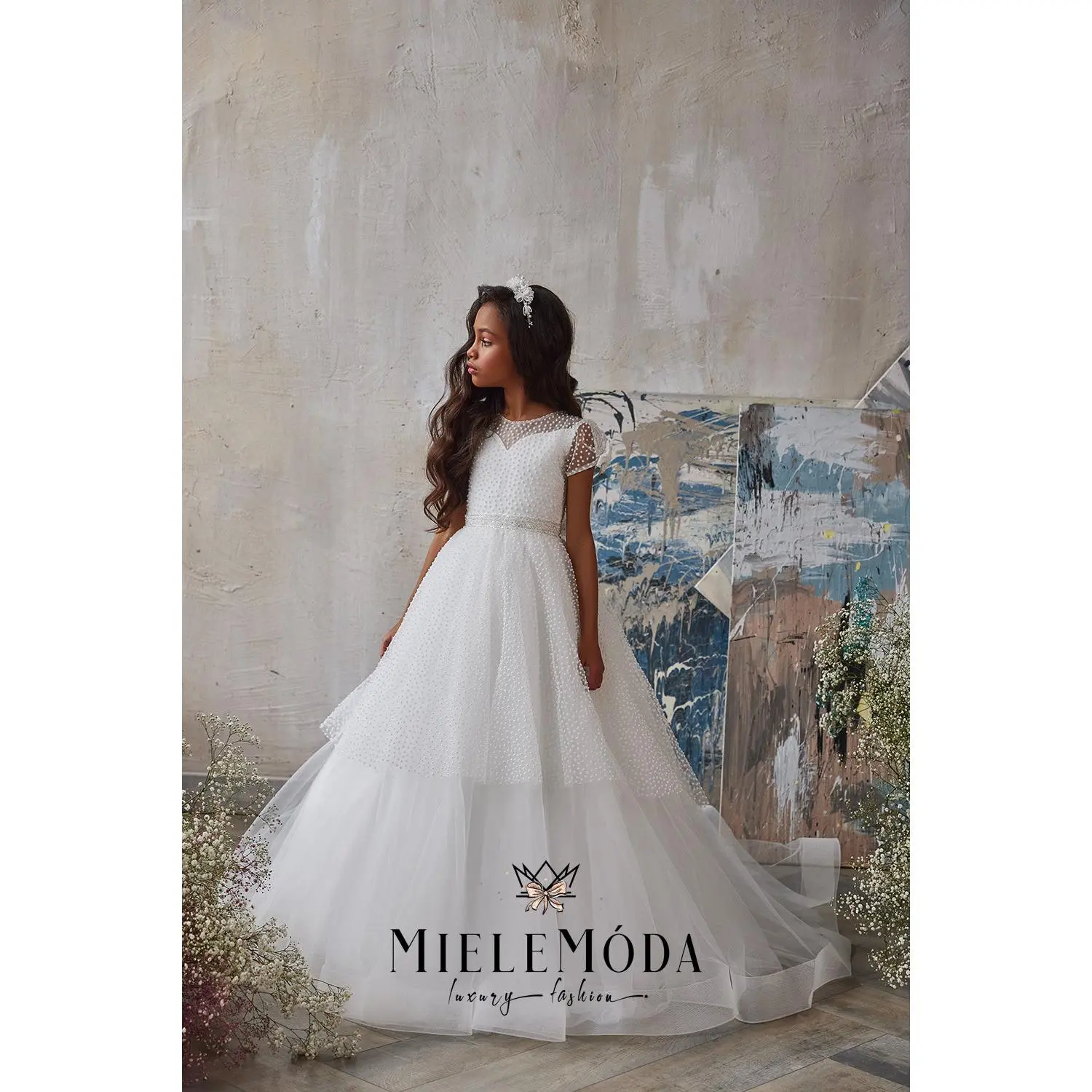 Luciana First Communion Luxury Dress in Ivory