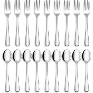 24-piece Forks and Spoons Silverware Set, Food Grade Stainless Steel Flatware Cutlery Set for Home, Kitchen and Restaurant, Mirror Polished, Dishwasher Safe Tableware Handy