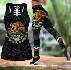 Mexico Eagle Seal Tank Top and Leggings Set – Aztec Pattern Activewear
