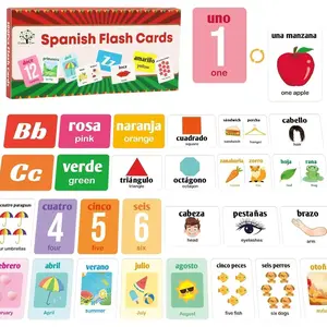Mother's Day Spanish Flash Cards 100 English to Spanish Bilingual Flashcards Español Vocabulary Alphabet Number Colors Educational Learning Toys for Kids Adult Beginners Toddlers Grade School Classroom, Kids Stuff, Round Edges