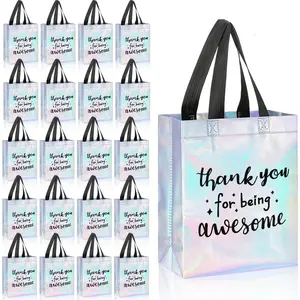 20pcs Thank You Gift Bags for Employee Appreciation, Teacher Appreciation Gifts, Laser Silvery Awesome Style Gift Bags for Teachers, Students and Coworkers, Graduation Gift Wrapping, Gift Wrapping Supplies