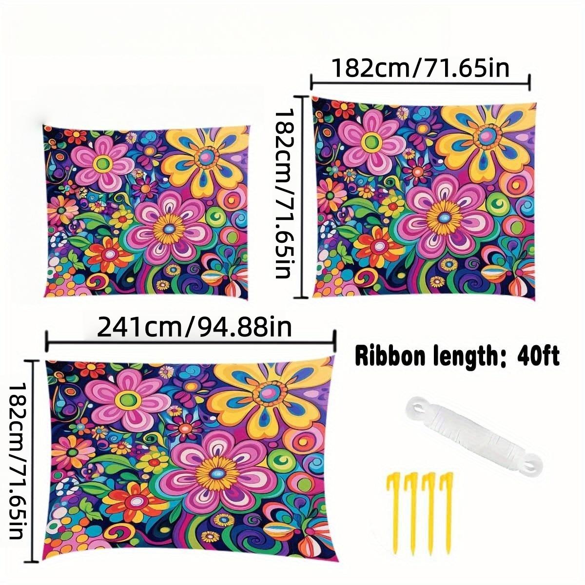 Bohemian Style Colorful Floral Sunshade Canopy featuring a vibrant floral design and easy setup and storage ideal for use at the beach campsites gardens and picnics