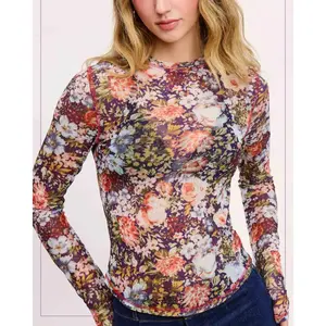 Sheer Floral Long Sleeve in Purple