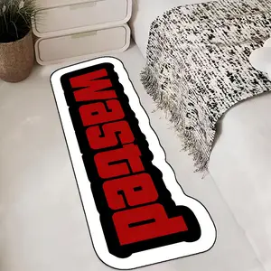 Trendy Gaming Style Wasted Long Rug, Trendy Bedroom Bedside Mat, Colorblock Creative Pattern Design, Soft Short Velvet Floor Pad