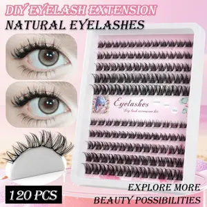 MAANGE 120 Cluster Individual Lash Clusters 8-16mm Manga Lashes Natural Clusters Natural Look Handmade Grafting Individual False Eyelashes Diy False Eyelashes Suitable for parties Gift for Women & Girl