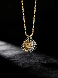 Sun & Moon Design Pendant Necklace, Stainless Steel Jewelry for Party, Daily Clothing Decor, Trendy All-match & Exquisite Jewelry for Birthday Gift, Exquisite Chain Jewelry