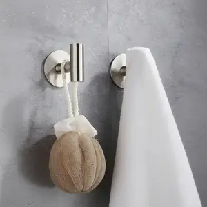 Self Adhesive Hook, 2 Counts Stainless Steel Wall Mounted Towel Hook, Simple Trendy Multi-purpose Sticky Hook, Kitchen Organizer, Home Organizers, Storage Hooks