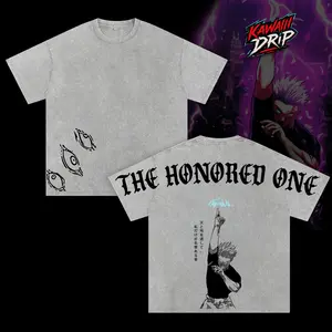 The Honored One Gojo Jujutsu Kaisen Anime T-Shirt, JJK Acid Wash Black Vintage Oversized Manga Washed Cotton T-shirt,Graphic, Menswear ,Top, Streetwear